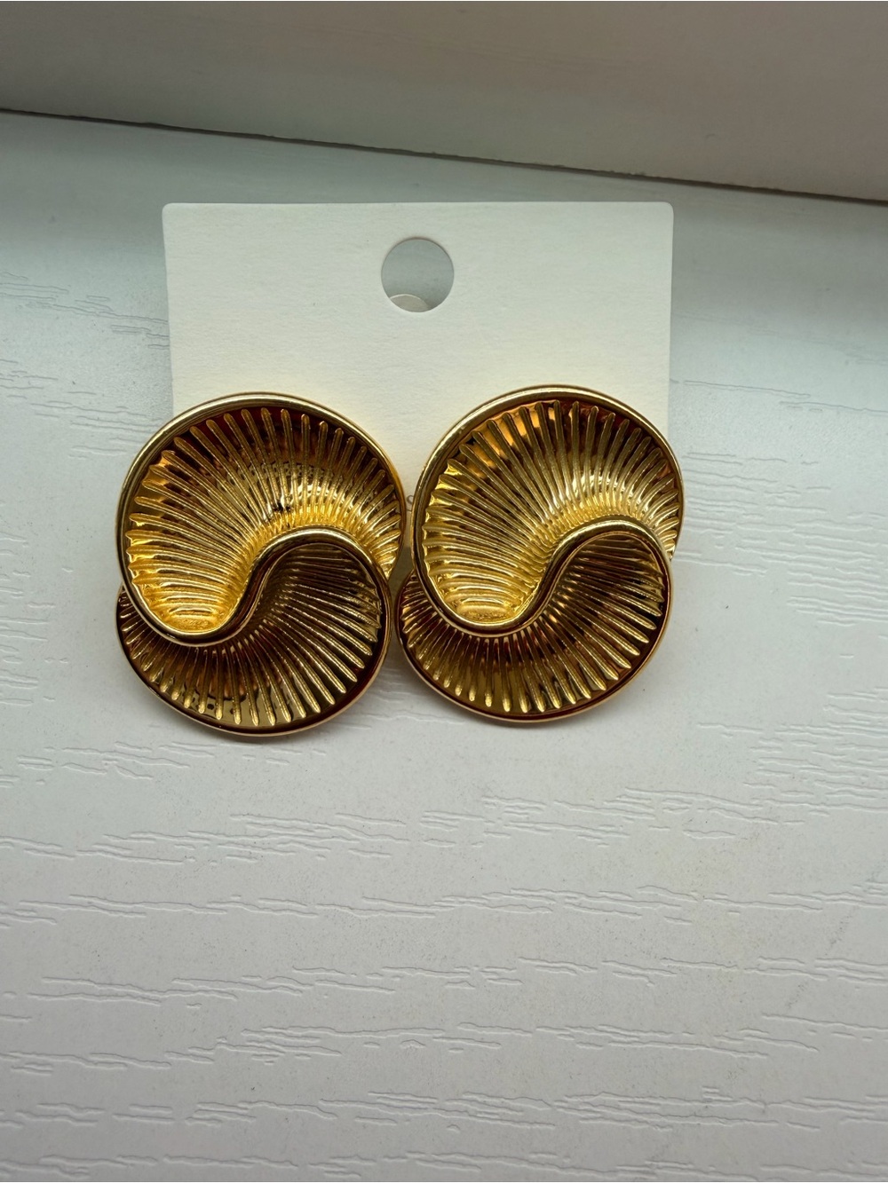 Gold Sculpted Swirl Clip-On Earrings - Women Accessories